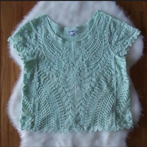 🌸 EXPRESS Lace Floral Embroidered Sheer Tee Top